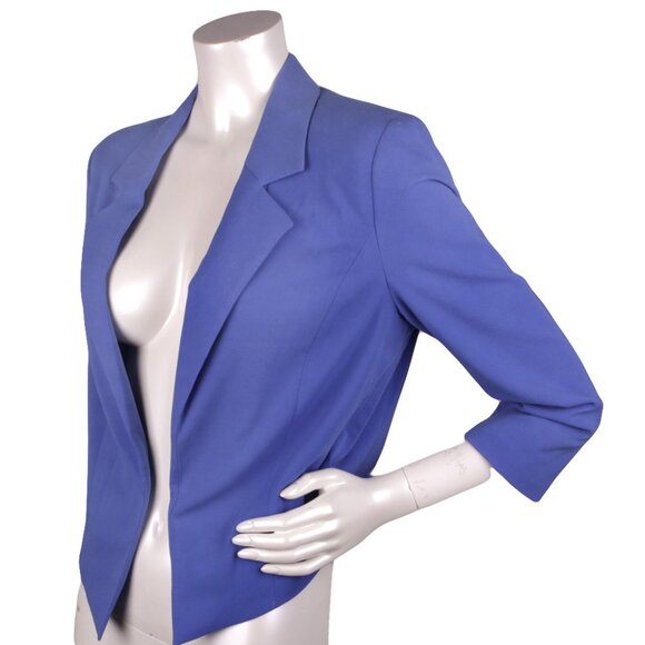 Forever 21 Open Asymmetrical Hem Blazer Suit Jacket Office Casual Blue Large - Picture 3 of 7